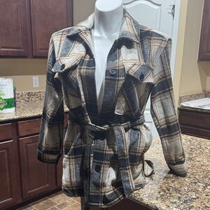 Sanctuary Plaid Utility Jacket in Tan and Black